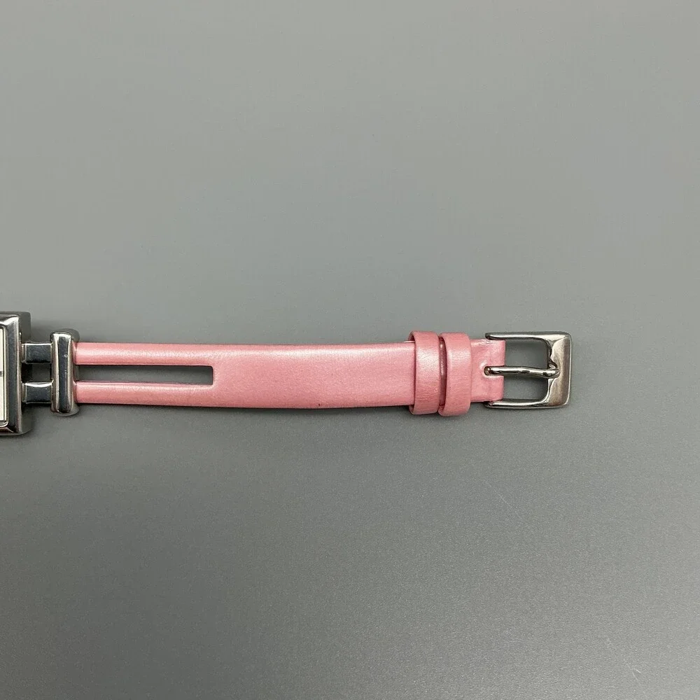 Kenneth Cole Womens Watch 20mm Silver Dial Pink Leather Square New Battery